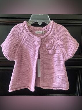 Ninetta Pink Knit Short-Sleeve Cardigan for Kids